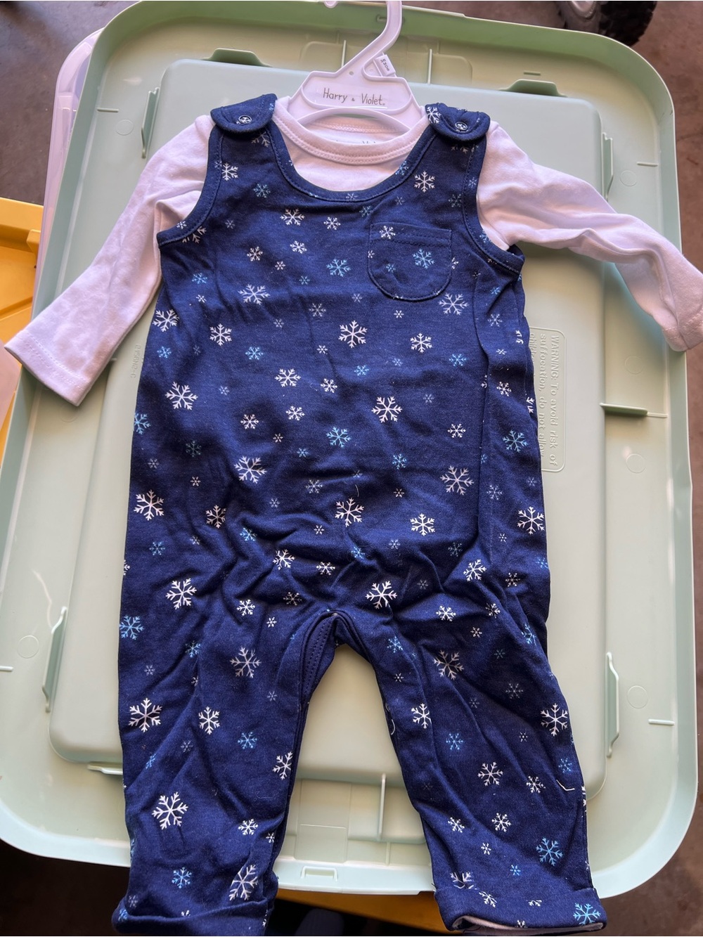 Navy Snowflake One-Piece Romper with White Tee
